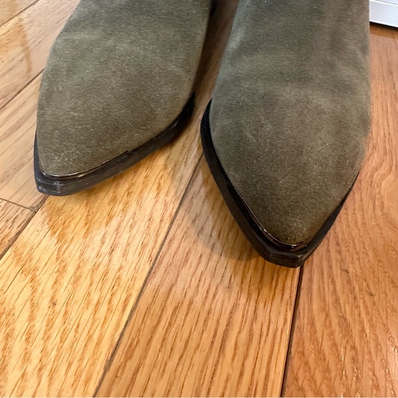 Marc Fisher Yale Pointy Toe Bootie with Metal Detail Medium Green Suede — Size 6 - Picture 4 of 9